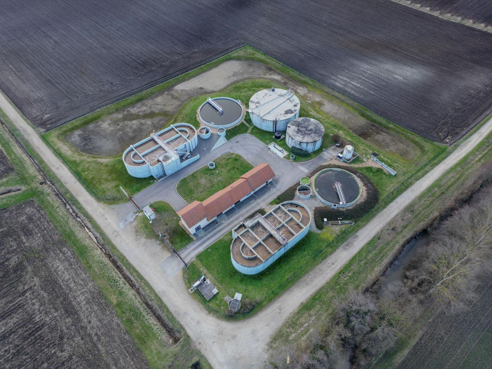 Sewage treatment plant from above
