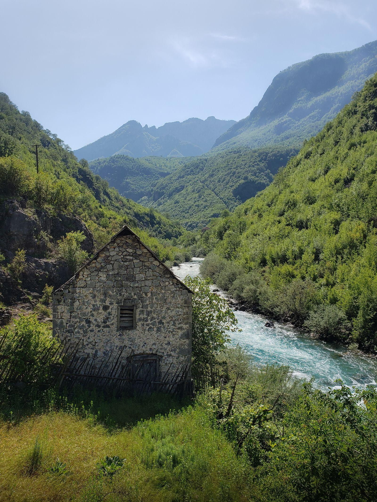 Concrete structure beside flowing water